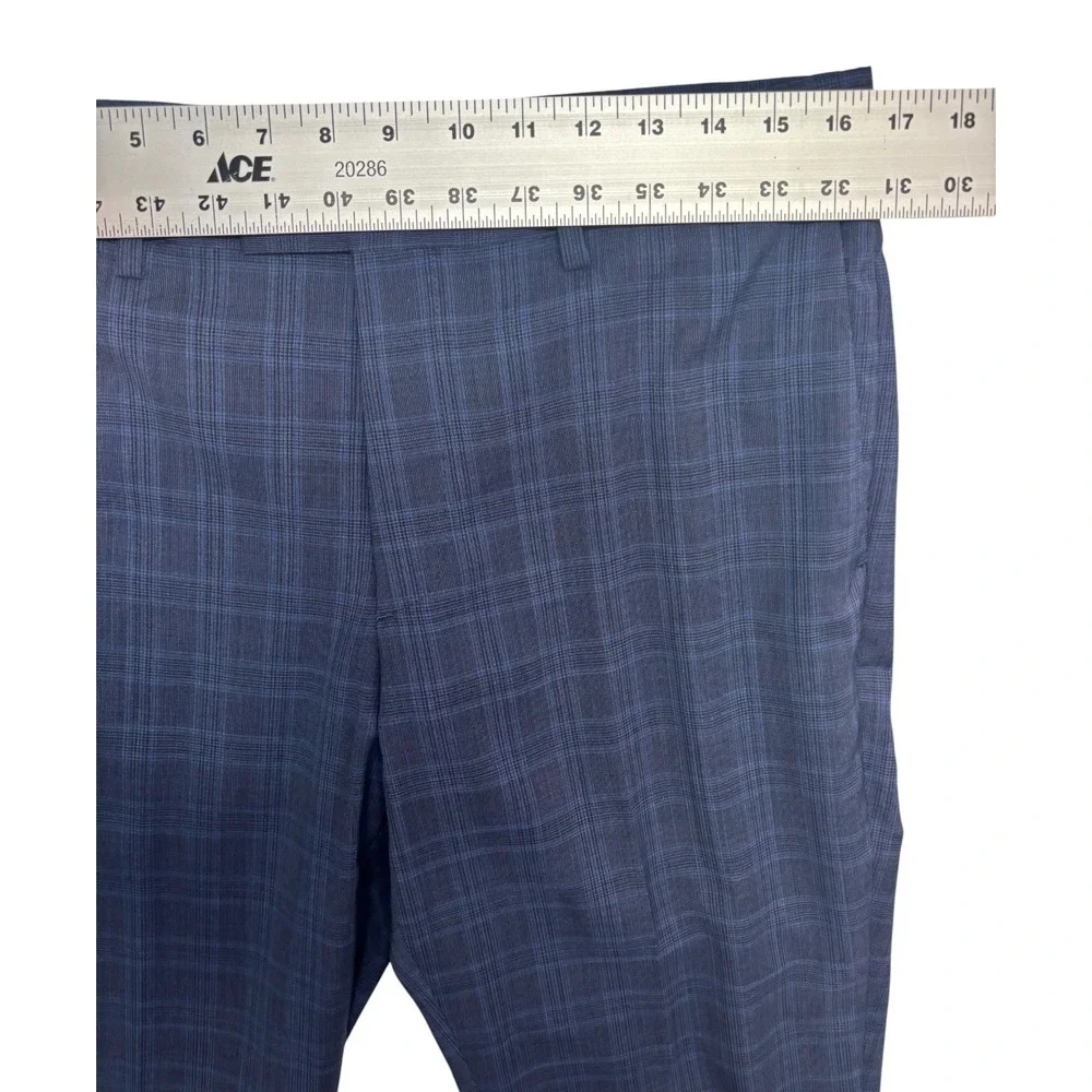 Banana Republic 32x30 Navy Blue Plaid Dress Pants Trousers Marlane Wool Slim Fit